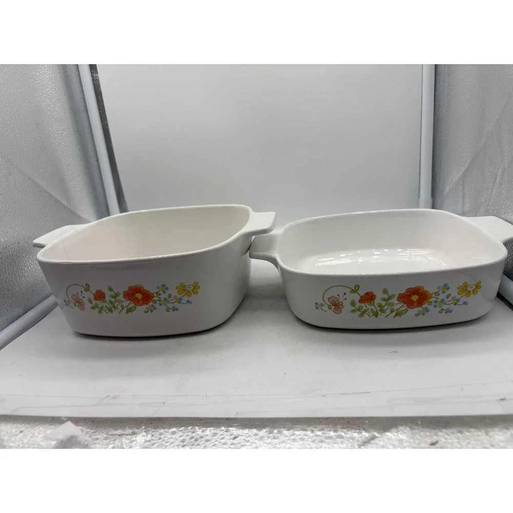 Corning Ware Wildflower Floral Cookware Set 2 Casserole Baking Dishes NO LIDS